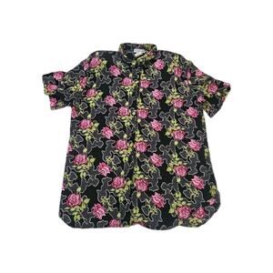 Vintage Cabrais Womens Button Up Multicolor Size 24W 100% Rayon Short Sleeve